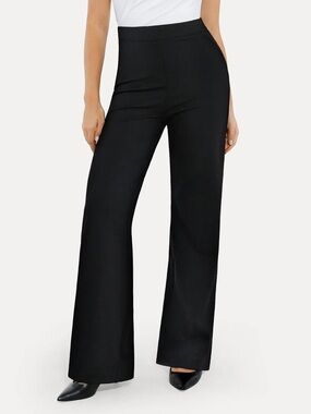 NWT Popilush Shapewear Executive High Waisted Wide-Leg Ponte Pants Black